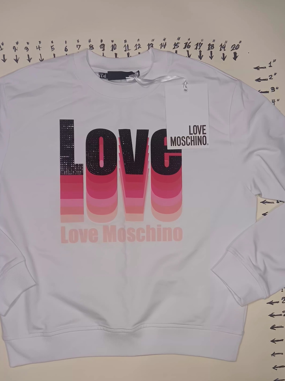 Love Moschino Over Sized White Sweatshirt with Black Logo Tag
